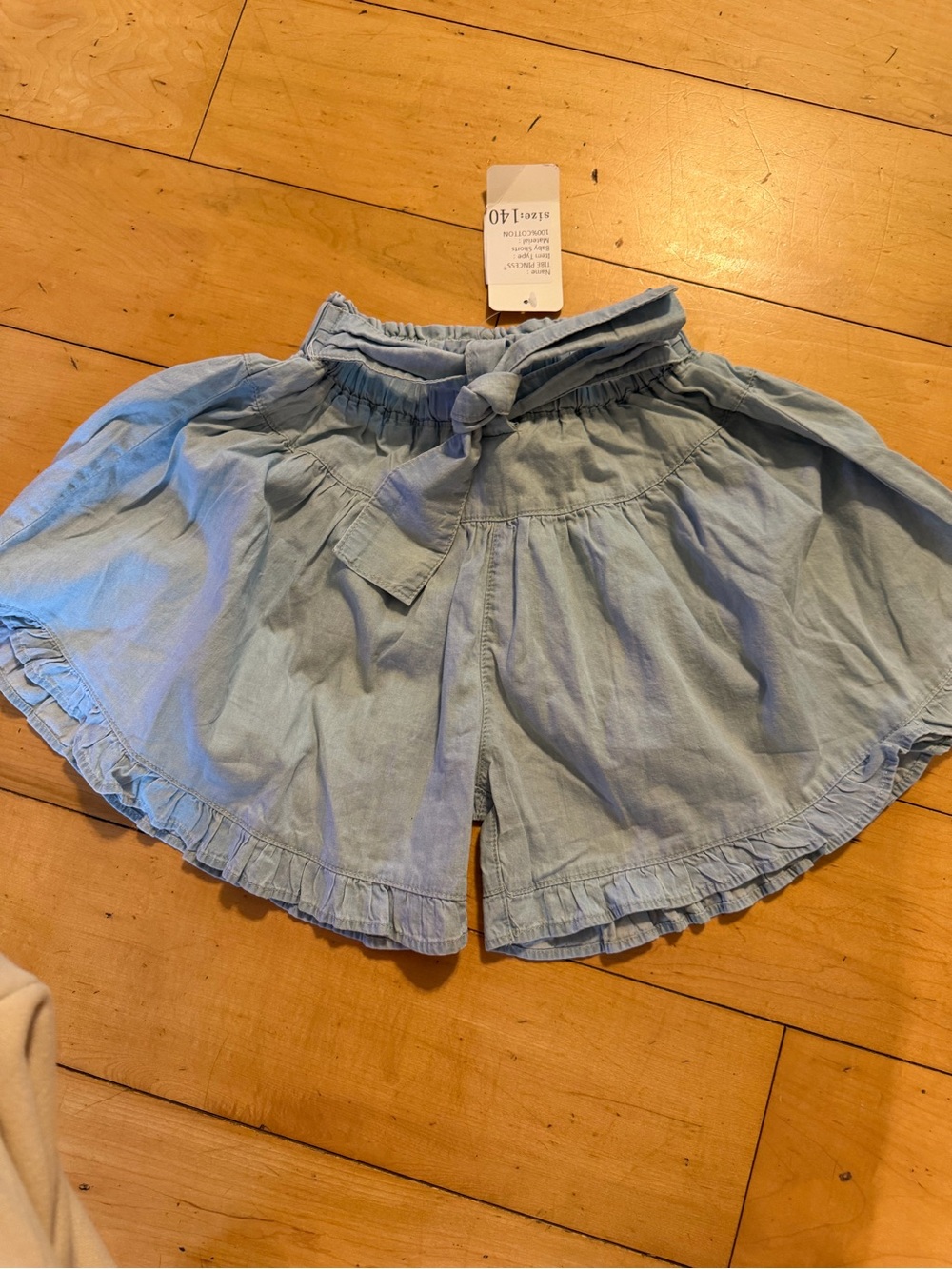 Girls Tibe Princess Brand Chambray Paperbag elastic waist Ruffle Shorts NWT